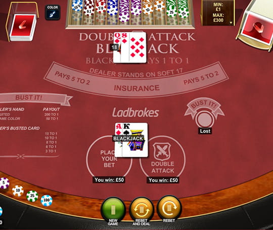 Double Attack Blackjack Game by Playtech