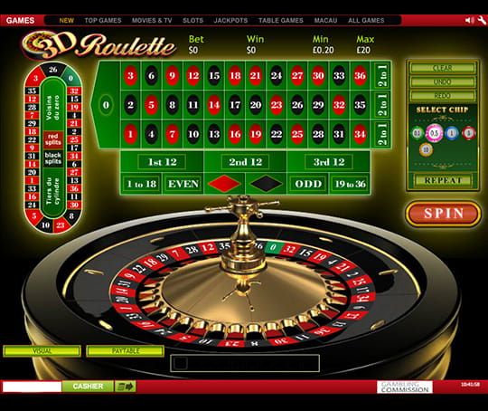 3D Roulette Main Screen