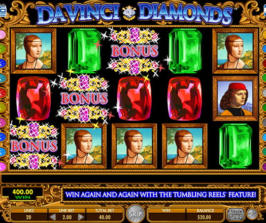 Da Vinci Diamonds Bonus Game