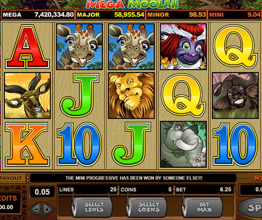 Main Screen of Mega Moolah